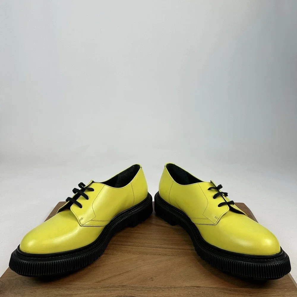 Mens Adieu Type‎ 101 Waxed Yellow Leather Platform Creepers Oxfords Size EU 43
